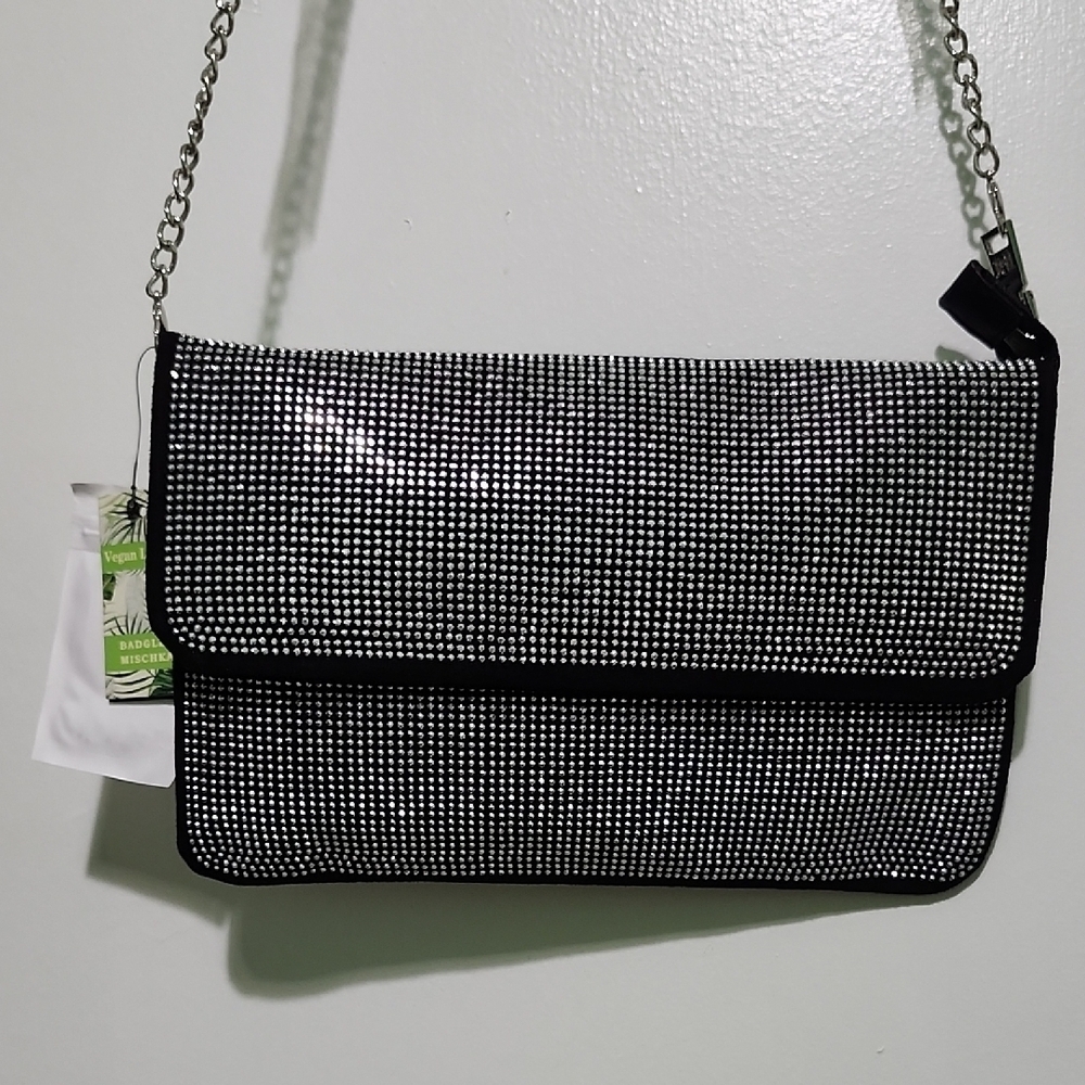 Badgley Mischka Black and Silver Rhinestone Clutch